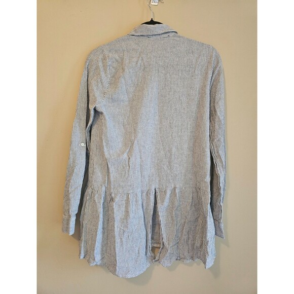 Anthropologie Sunday In Brooklyn Top Med blue striped flare waist - Picture 2 of 4